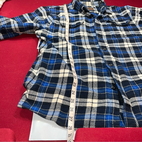 ORVIS Blue PLAID HEAVY Shirt JACKET WORK WEAR Pockets Flannel Shacket BUTTON LG - Picture 7 of 13
